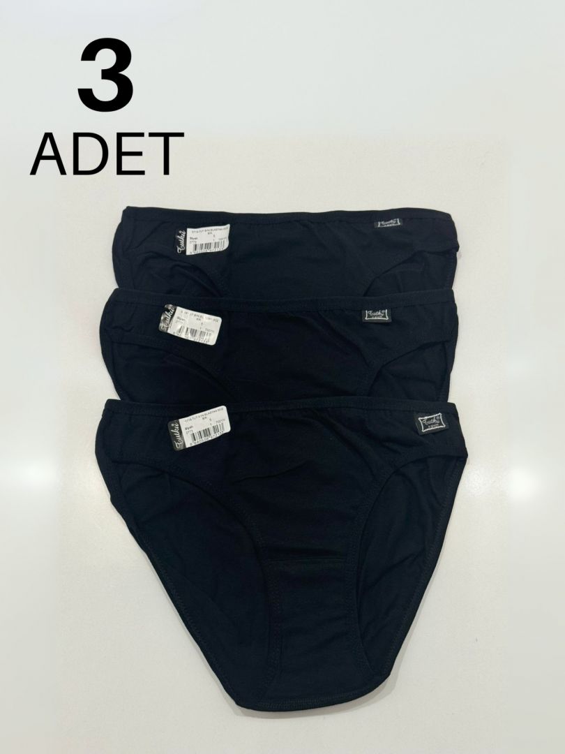 Tutku 715 Düz Kadın Bikini Külot 3 lü Paket Siyah